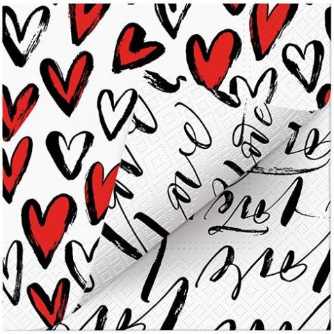 Serwetki Lunch Double Design Fall in love mix nadruk bibuła [mm:] 330x330 Paw (SDLD000800) Paw