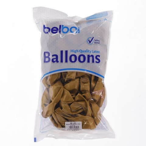 Balon gumowy metalizowany 100 szt złoty metaliczny 12cal Partydeco (060) Partydeco