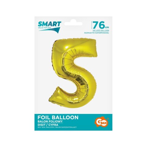 Balon foliowy Godan Smart cyfra 5 złota 76cm (CH-SZL5) Godan