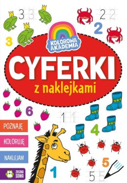 Książeczka edukacyjna Zielona Sowa Kolorowa Akademia. Cyferki z naklejkami Zielona Sowa