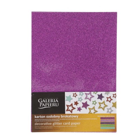 Papier ozdobny (wizytówkowy) brokatowy mix kolorów A4 mix 210g Galeria Papieru (208199) Galeria Papieru