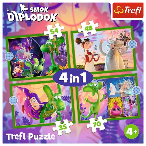 Puzzle Świat Smoka Diplodoka 4w1 el. Trefl (34663) Trefl