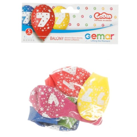 Balon gumowy Z NADRUKIEM 5 szt mix Godan (GS110/7) Godan