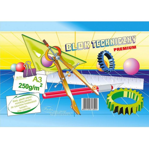Blok techniczny A3 biały 250g 10k Protos Protos