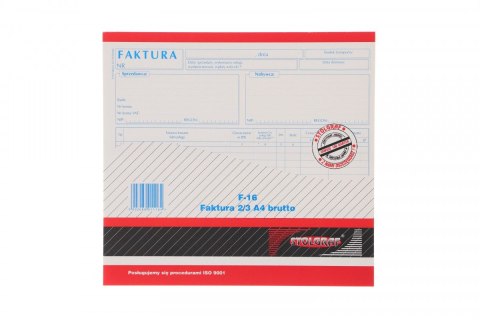 Druk samokopiujący faktura VAT 2/3 A4 brutto 2/3 A4 100k. Stolgraf (F16) Stolgraf