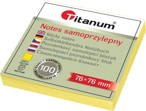 Notes samoprzylepny (karteczki) żółty 100k [mm:] 76x76 Titanum (S-2003) Titanum