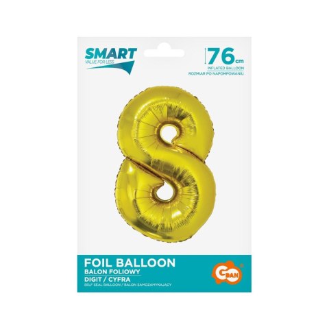 Balon foliowy Godan Smart cyfra 8 złota 76cm (CH-SZL8) Godan