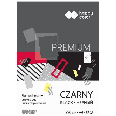 Blok techniczny Premium czarny A4 czarny 220g 10k [mm:] 210x297 Happy Color (3722 2030-9) Happy Color