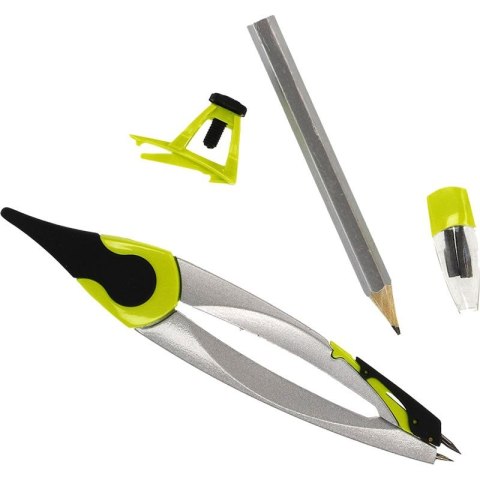 Cyrkiel metalowy 4-elementowy z ołówkiem drewnianym Flamingo