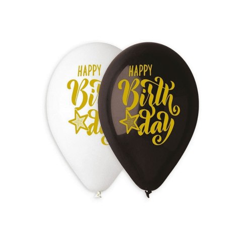 Balon gumowy Godan Happy Birthday 5 szt czerwony 330mm 13cal (GS120/891) Godan