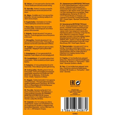 Długopis olejowy Round Stic Exact wkład niebieski 0,7mm Bic (918543) Bic