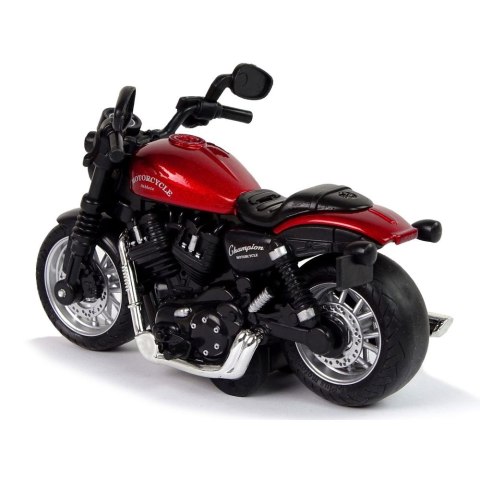 Motocykl Champion Czerwony 1:14 Napęd Pull-Back Dźwięk Światła Lean (12255) Lean