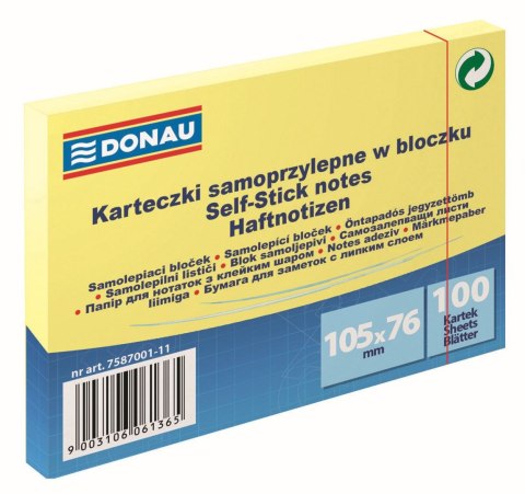 Notes samoprzylepny (karteczki) żółty jasny 100k [mm:] 105x76 Donau (7587001-11) Donau