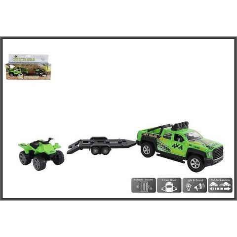 Samochód metalowy z przyczepą + quad Hipo (510220) Hipo