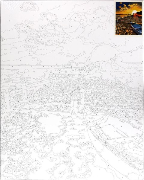 Zestaw kreatywny Malowanie po numerach 40x50cm Zachód słońca nad morzem, plaża z łodzią Flamingo Line (fys025) Flamingo Line