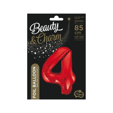 Balon foliowy cyfra 4 czerwona 85cm 40cal Godan (BCHCW4) Godan