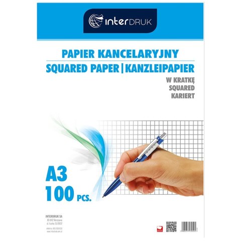 Papier kancelaryjny A3 krata [mm:] 297x420 Interdruk (PAKA100) Interdruk