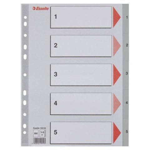 Przekładka numeryczna Esselte A4 szara 5k 1-5 (100103) Esselte