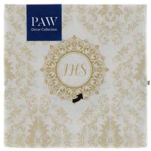 Serwetki Lunch komunia IHS Ornament biały bibuła [mm:] 330x330 Paw (SDL151900) Paw