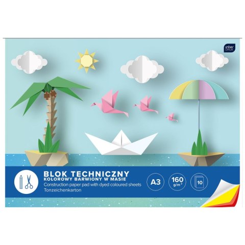 Blok techniczny A3 mix 170g 10k Interdruk (BLTA3K) Interdruk
