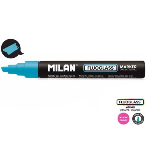 Marker specjalistyczny do szyb fluo wkład niebieski 2,0-4,0mm ścięta końcówka Milan (591295212) Milan