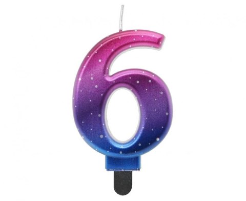 Świeczka urodzinowa cyferka 6, Night Sky, metaliczna, 8 cm Godan (SF-NSM6) Godan