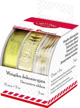 Wstążka Titanum Craft-Fun Series Boże Narodzenie 3 wzory 15x2 [mm x m] biało-złoty (A-28(4#)) Titanum