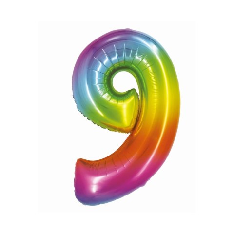 Balon foliowy Smart cyfra 9 tęcza 76cm Godan (CH-STC9) Godan