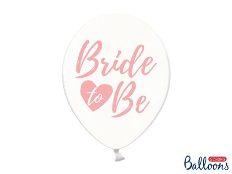 Balon gumowy 30cm, Bride to be, Crystal Clear biały 300mm Partydeco (SB14C-205-099P-6) Partydeco
