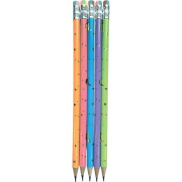 Ołówek z tęczową gumką nadruk gwiazdki i księżyce HB Titanum Titanum