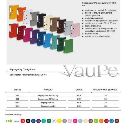 Segregator dźwigniowy z okuciem FCK A4 50mm szary VauPe (062/09) VauPe