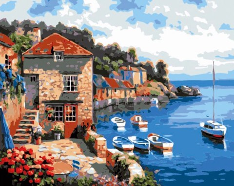 Zestaw kreatywny Malowanie po numerach 40x50cm Kamienny taras nad Morzem Śródziemnym Flamingo Line (fys133) Flamingo Line