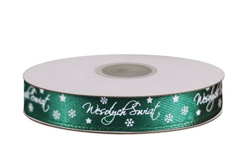 Wstążka Craft-Fun Series satynowa satynowa z nadrukiem Wesołych Świąt 12 zielony ciemny Titanum (12/25YGREEN) Titanum