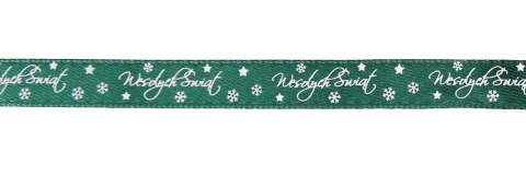 Wstążka Craft-Fun Series satynowa satynowa z nadrukiem Wesołych Świąt 12 zielony ciemny Titanum (12/25YGREEN) Titanum