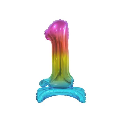 Balon foliowy stojąca cyfra 1 tęczowa 38 cm Godan (BC-ATT1) Godan