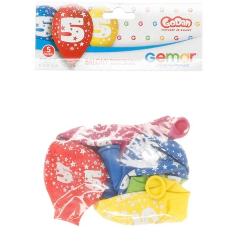 Balon gumowy Z NADRUKIEM 5 szt mix 300mm 12cal Godan (GS110/5) Godan