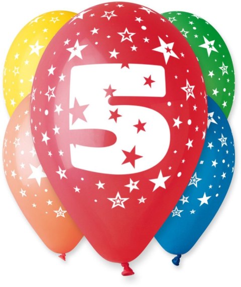 Balon gumowy Z NADRUKIEM 5 szt mix 300mm 12cal Godan (GS110/5) Godan