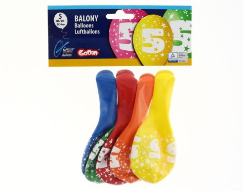 Balon gumowy Z NADRUKIEM 5 szt mix 300mm 12cal Godan (GS110/5) Godan
