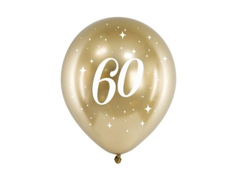 Balon gumowy Partydeco Glossy 60 urodziny złoty 300mm (CHB14-1-60-019-6) Partydeco