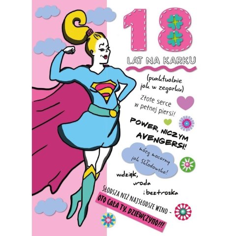 Kartka składana B6 18-stka dziewczyna B6 Henry (5907222713891) Henry