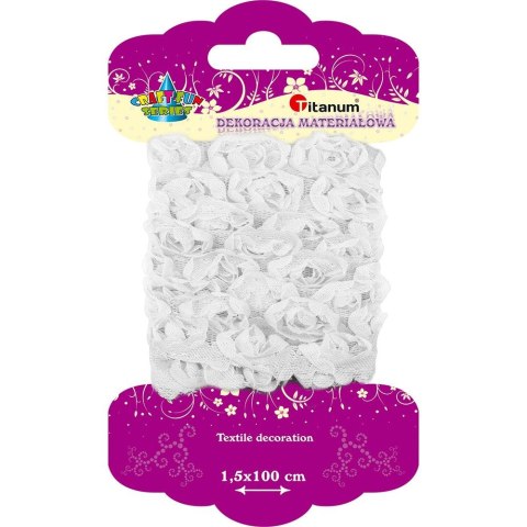 Ozdoba materiałowa Craft-Fun Series materiałowe róże na tiulowej tasiemce Titanum (D23) Titanum