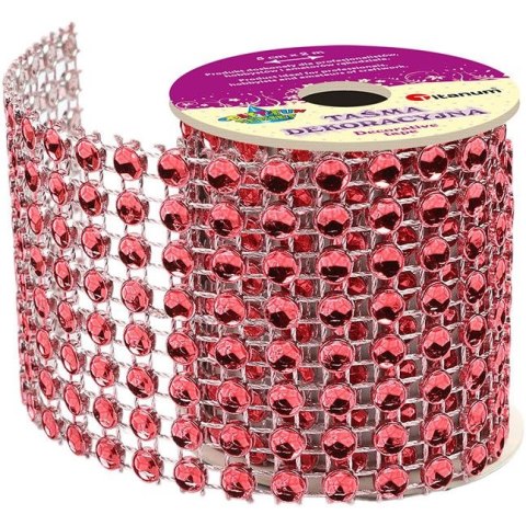 Taśma ozdobna Craft-Fun Series z kryształkami 50x2 [mm x m] czerwona Titanum (PJ512) Titanum