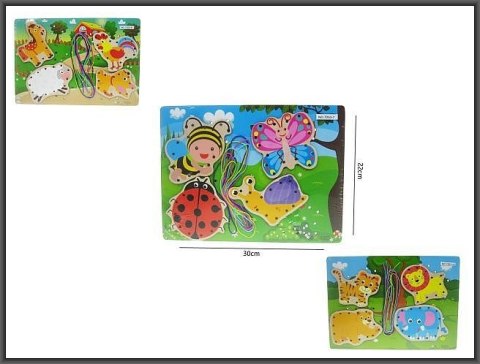 Układanka Owady / Zwierzęta domowe / dzikie do sznurowania Hipo (HPA122) Hipo