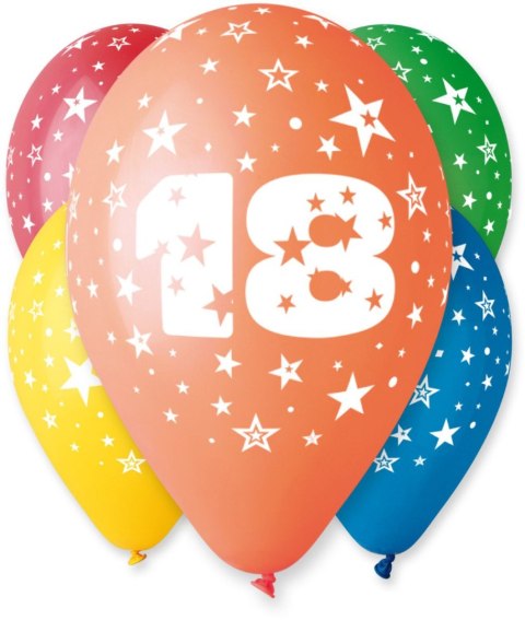 Balon gumowy Z NADRUKIEM 5 szt mix 300mm 12cal Godan (GS110/18) Godan