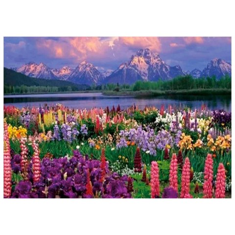 Zestaw kreatywny Diamentowa mozaika 30x40cm Pejzaż góry, rzeka i kwiecista łąka Flamingo Line (TGC70028) Flamingo Line