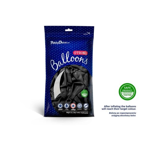 Balon gumowy metalizowany 100 szt czarny 12cal Partydeco Partydeco