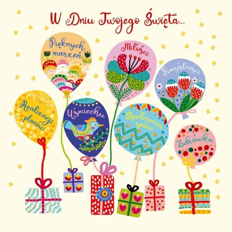 Kartka składana Karnet KW BALONOWE ŻYCZENIA kw Henry (5905701484126) Henry