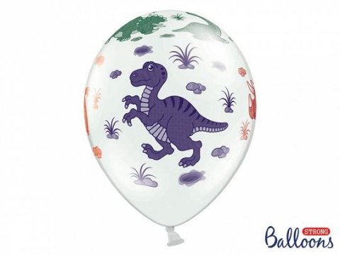 Balon gumowy Dinozaury, Pastel Pure White biały 300mm 20cal Partydeco (SB14P-159-008-6) Partydeco