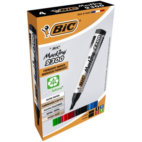 Marker permanentny Marking 2300 komplet 4 szt wkład mix 3,7-5,5mm ścięta końcówka Bic (8209222) Bic