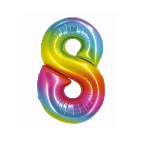 Balon foliowy Smart cyfra 8 tęcza 76cm Godan (CH-STC8) Godan